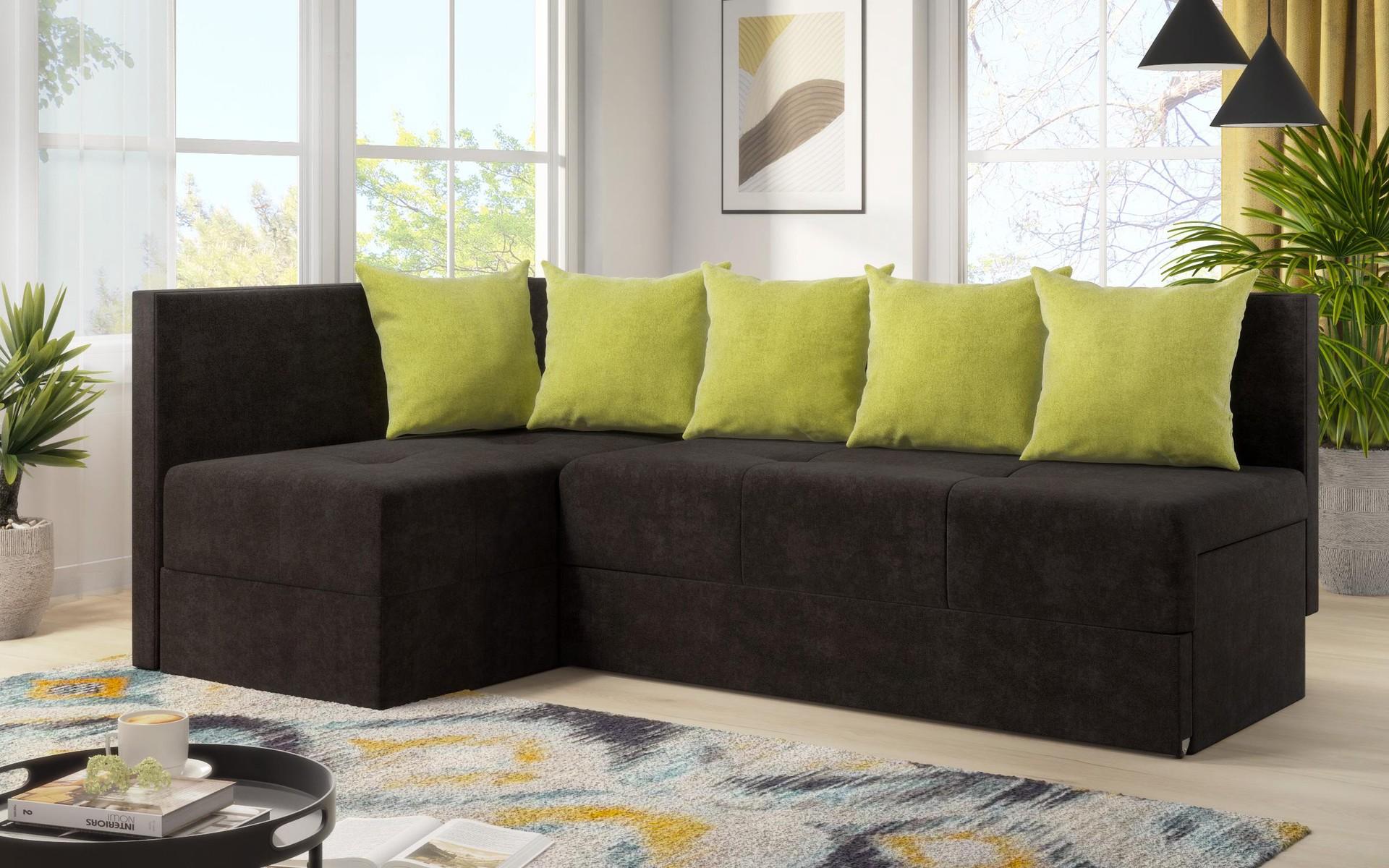 Extendable corner sofa Alora, grey brown + green  3